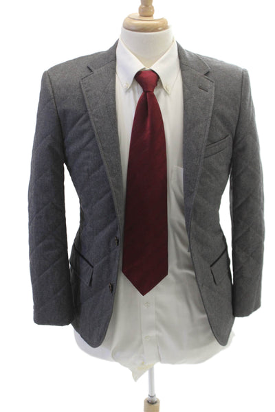 Sarar Mens Quilted Blazer Gray Button Wool Blend Size 34