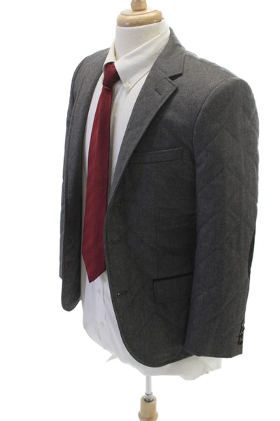 Sarar Mens Quilted Blazer Gray Button Wool Blend Size 34