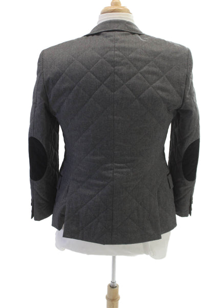 Sarar Mens Quilted Blazer Gray Button Wool Blend Size 34
