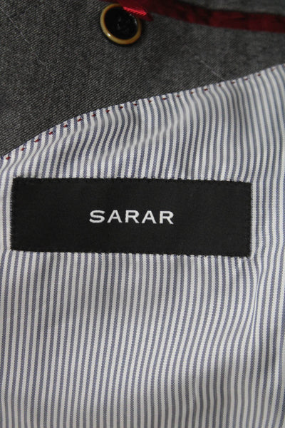 Sarar Mens Quilted Blazer Gray Button Wool Blend Size 34