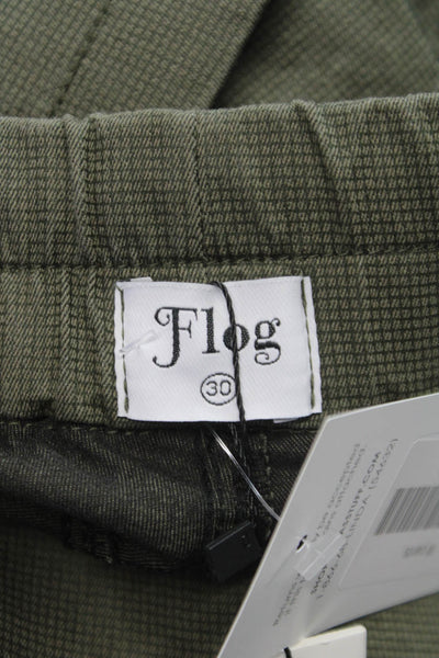 Flog Mens Jogger Pants Green Drawstring Cotton Stretch Size 30