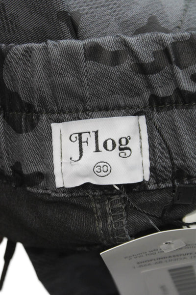 Flog Men Jogger Pants Gray Camo Drawstring 98% Cotton Size 30