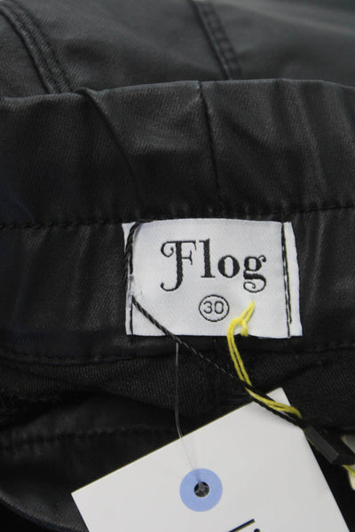Flog Womens Dress Pants Black Cotton Drawstring Size 30