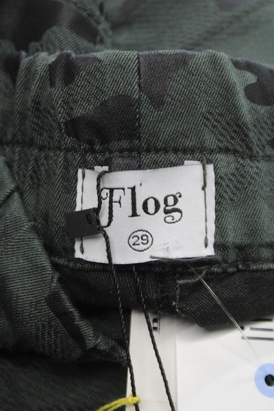 Flog Mens Jogger Pants Green Camo Cotton Blend Drawstring Size 29