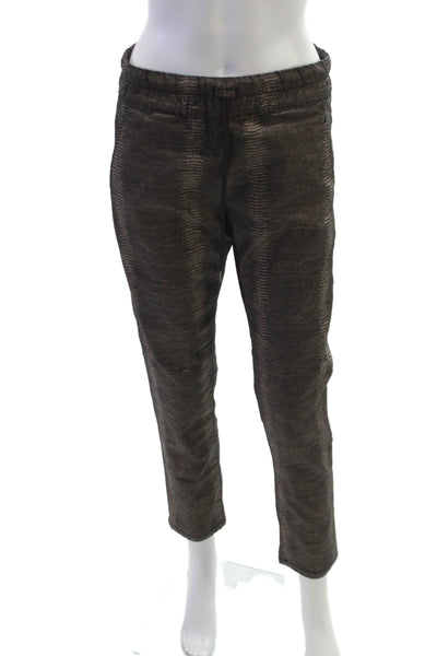 Flog Womens Ankle Pants Black Cotton Geometric Drawstring Inseam 28 Size 29