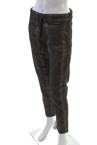 Flog Womens Ankle Pants Black Cotton Geometric Drawstring Inseam 28 Size 29