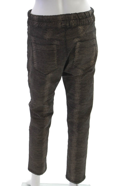 Flog Womens Ankle Pants Black Cotton Geometric Drawstring Inseam 28 Size 29