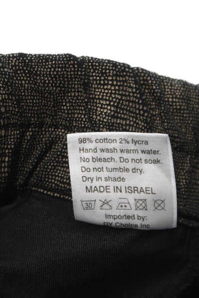 Flog Womens Ankle Pants Black Cotton Geometric Drawstring Inseam 28 Size 29