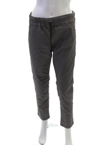 Flog Women Jogger Pants Gray Striped Cotton Blend Drawstring Size 29