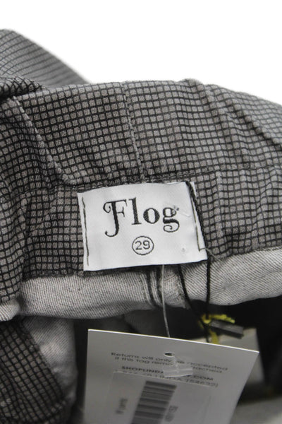 Flog Women Jogger Pants Gray Striped Cotton Blend Drawstring Size 29