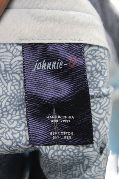 Johnnie-o Mens Chino Shorts Blue Cotton Linen Button Solid Spring Size 36