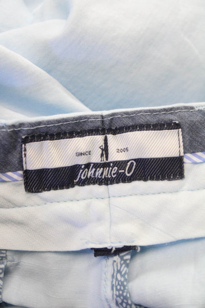 Johnnie-o Mens Chino Shorts Blue Cotton Linen Button Solid Spring Size 36