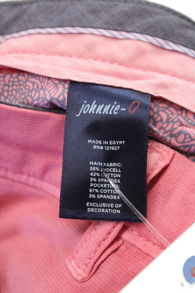 Johnnie-o Mens Chino Shorts Pink Lyocell Button Closure Size 35