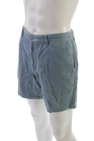 Johnnie-o Mens Chino Shorts Blue Linen Size 36