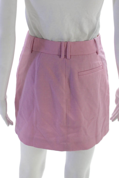 J Crew Women Pink Mini Skirt Button Closure Solid Polyester Short Size 0
