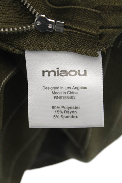 Miaou Women Pleated Skirt Green Striped Short Zip Polyester Blend Size S