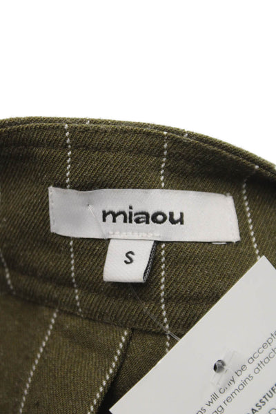 Miaou Women Pleated Skirt Green Striped Short Zip Polyester Blend Size S
