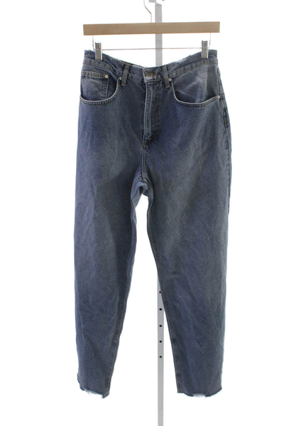 KHY Womens Tapered Jeans High Rise Blue Button Cotton Blend Size 25