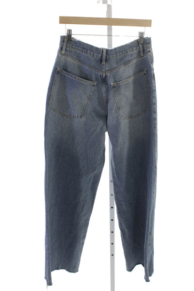 KHY Womens Tapered Jeans High Rise Blue Button Cotton Blend Size 25