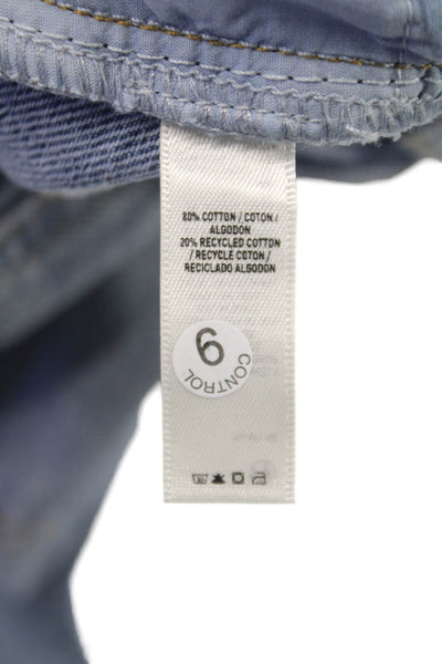 KHY Womens Tapered Jeans High Rise Blue Button Cotton Blend Size 25