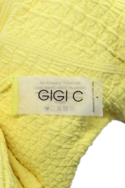 Gigi C Womens Spaghetti Cross Strap Square Neck Sports Bra Yellow Size Small
