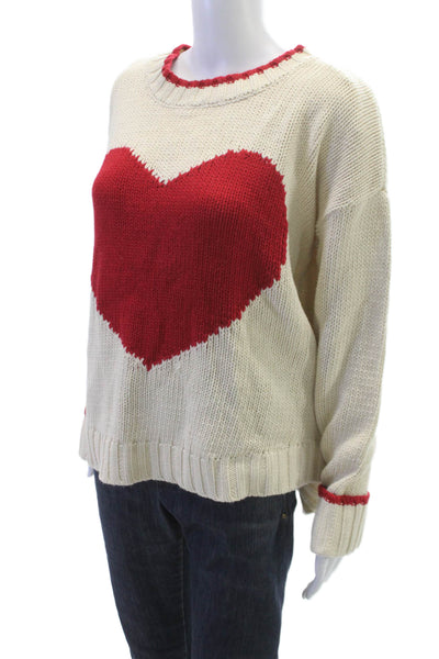 Show Me Your Mumu Womens Ivory Graphic Crew Neck Pullover Sweater Size S