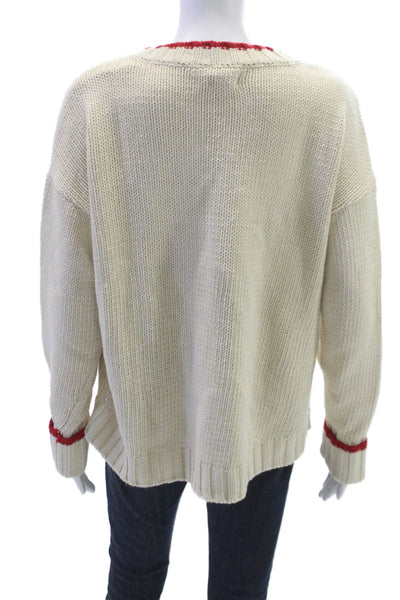 Show Me Your Mumu Womens Ivory Graphic Crew Neck Pullover Sweater Size S