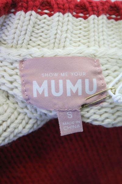 Show Me Your Mumu Womens Ivory Graphic Crew Neck Pullover Sweater Size S