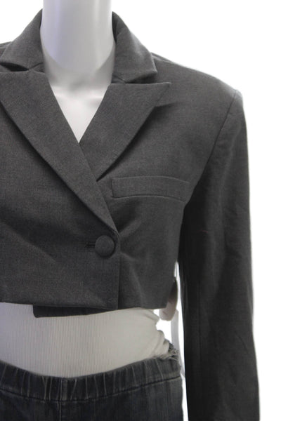 Camila Coelho Womens Cropped Blazer Gray Long Sleeve Size XS