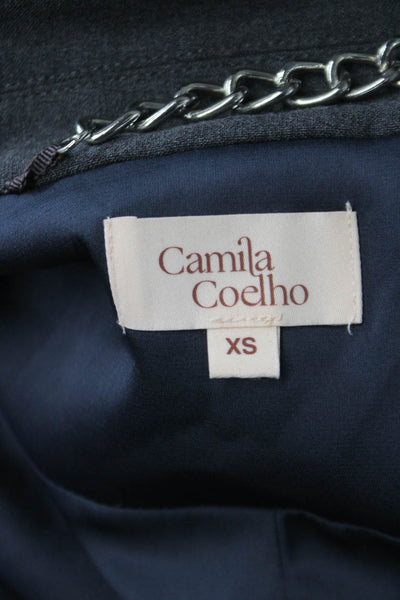 Camila Coelho Womens Cropped Blazer Gray Long Sleeve Size XS