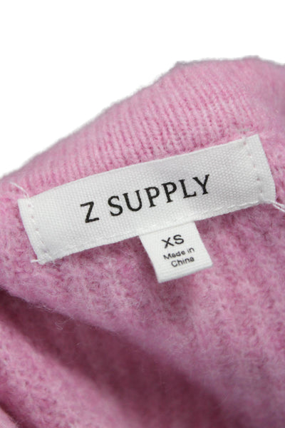 Z Supply Women Pink Acrylic Cardigan Round Neck Long Sleeve Size XS