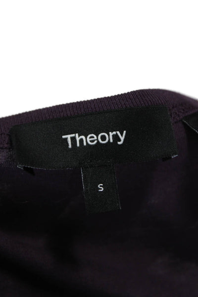 Theory Women Basic Purple Pima Cotton Square Neck Long Sleeve T-Shirt Size S