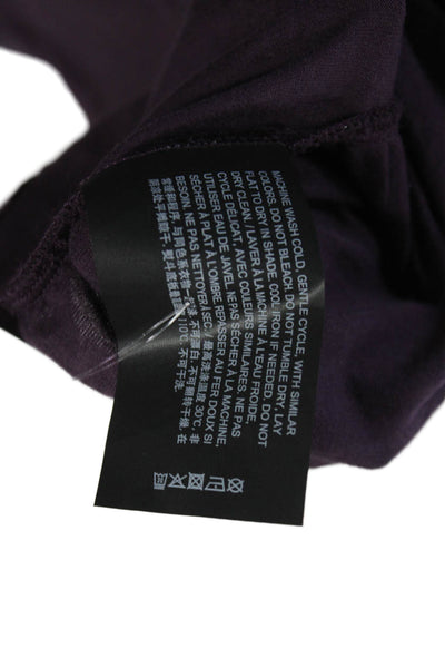 Theory Women Basic Purple Pima Cotton Square Neck Long Sleeve T-Shirt Size S