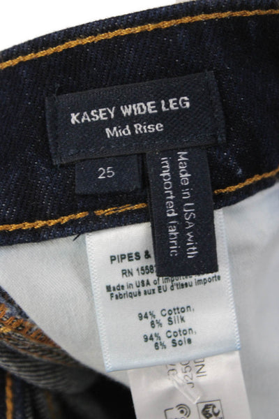 Veronica Beard Women Wide-Leg Blue Jeans Cotton High Rise Size 25
