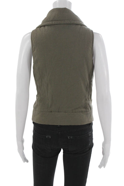 Splendid Women Vest Green Cotton Snap Closure Sleeveless Solid Fall Size S