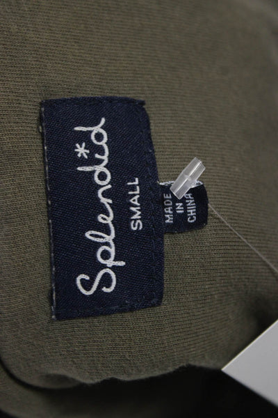 Splendid Women Vest Green Cotton Snap Closure Sleeveless Solid Fall Size S