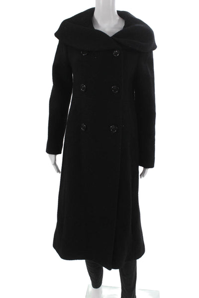 Steve by Searle Women Black Wool Overcoat Button Front Long Sleeve Size 8