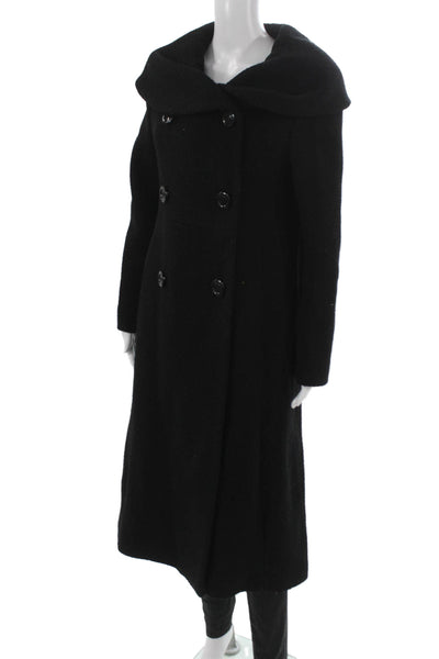 Steve by Searle Women Black Wool Overcoat Button Front Long Sleeve Size 8