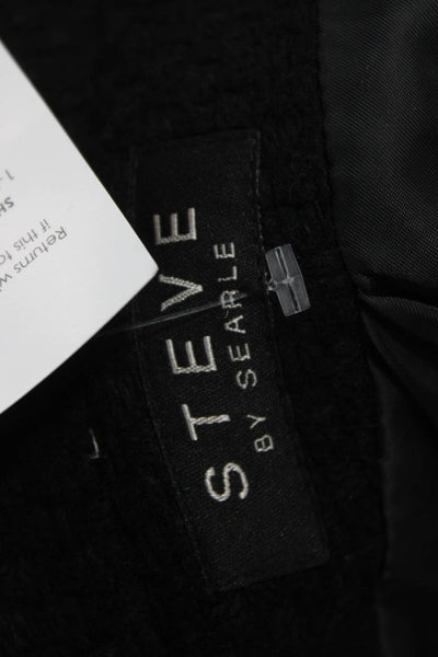 Steve by Searle Women Black Wool Overcoat Button Front Long Sleeve Size 8