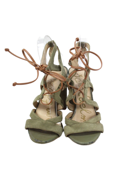 Sam Edelman Womens Suede Cut Out Detail Heels Green Size 7