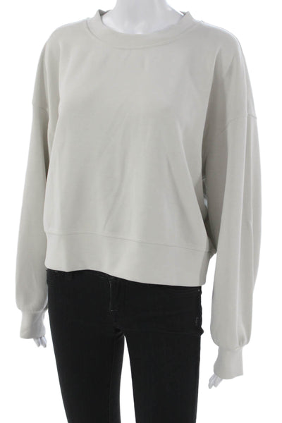 Lululemon Womens Gray Pullover Sweatshirt Nylon Crew Neck Long Sleeve Size M