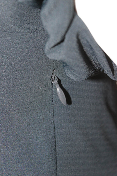 Hill House Women A-Line Dress Black Square Neck Short Sleeve Zip Size S
