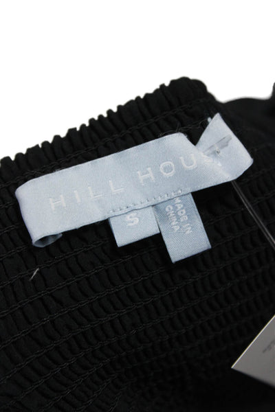 Hill House Women A-Line Dress Black Square Neck Short Sleeve Zip Size S