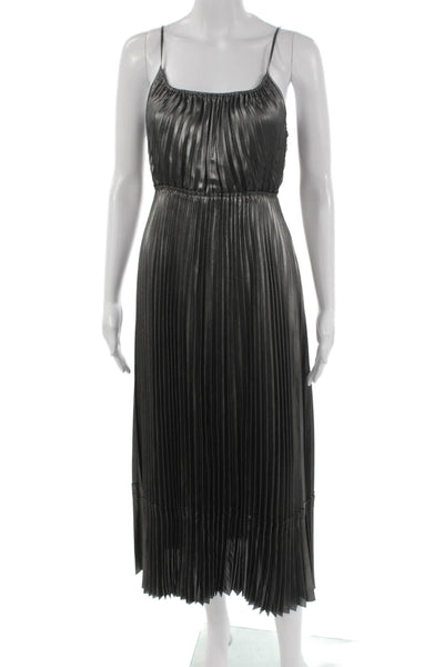 Allsaints Womens Maxi Dress Silver Sleeveless Scoop Neck Mid Calf Size S