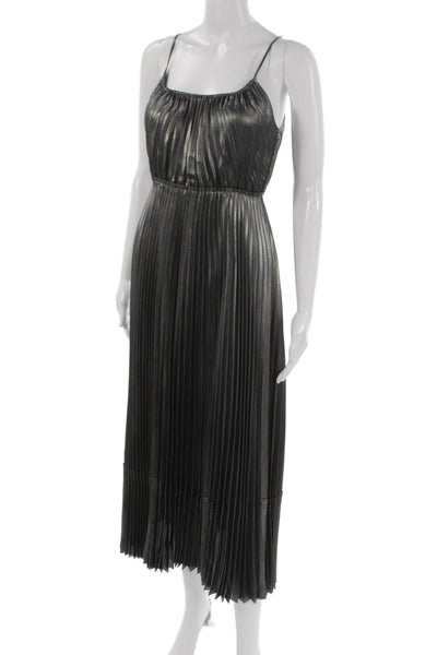 Allsaints Womens Maxi Dress Silver Sleeveless Scoop Neck Mid Calf Size S