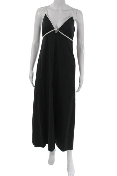 Rails Womens Maxi Dress Black V-Neck Sleeveless Cotton Zip Mid Calf Size M