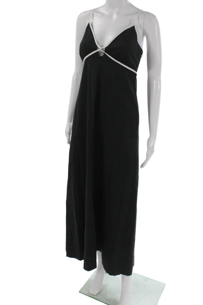Rails Womens Maxi Dress Black V-Neck Sleeveless Cotton Zip Mid Calf Size M