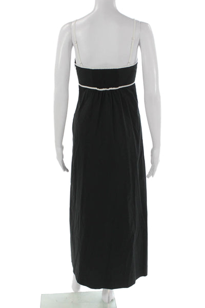 Rails Womens Maxi Dress Black V-Neck Sleeveless Cotton Zip Mid Calf Size M
