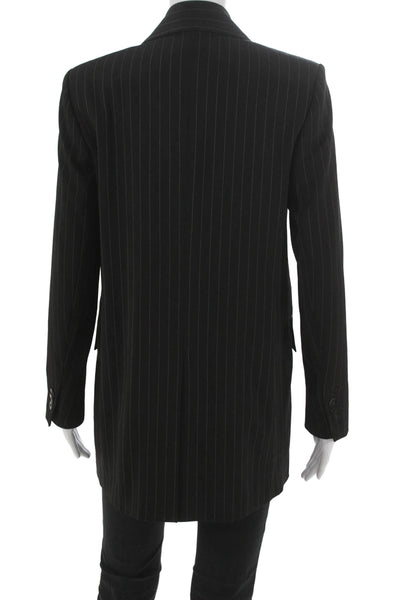 MNG Women Blazer Black Pinstripe Polyester Long Sleeve Button Size XS