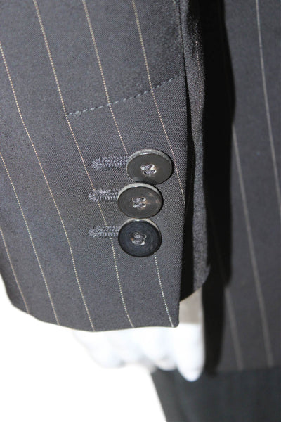 MNG Women Blazer Black Pinstripe Polyester Long Sleeve Button Size XS